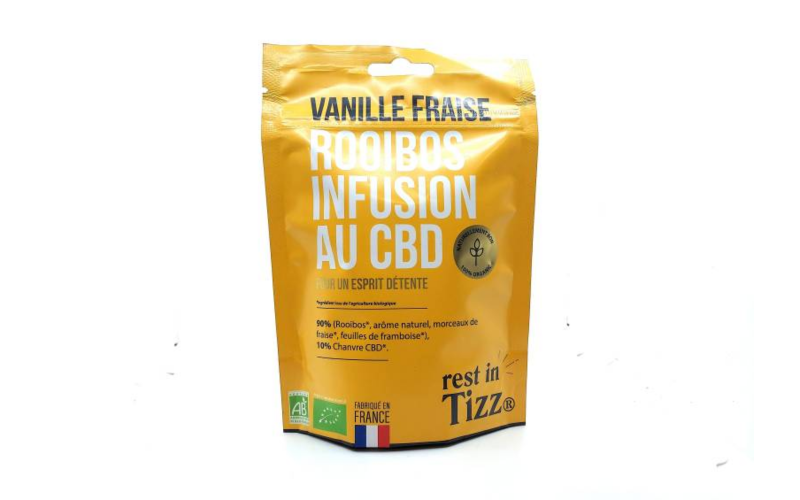 Acheter une infusion chanvre CBD Vanille fraise bio et française disponible en magasin et livraison sur Arcachon